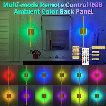 Gold Bathroom Vanity Light Fixtures Over Mirror, Modern 5CCT Adjustable Led Vanity Lights Fixture with RGB Ambiance Lighting, 24 Inch Bar Bathroom Sconce Picture Lights for Wall