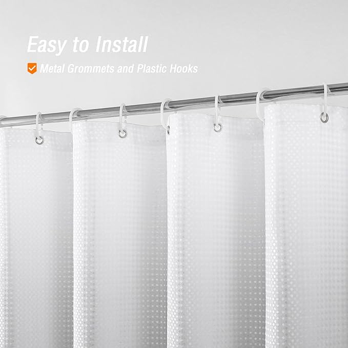 Small Stall Grey Ombre Shower Curtain, 36 x 72 | Narrow Half Gray Ombre Shower Curtain for Bathroom, Fabric Shower Curtain Set, Water Repellent, Machine Washable