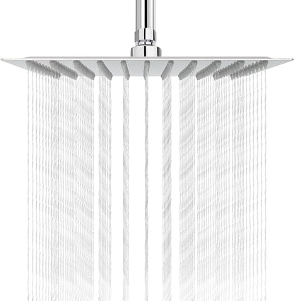 NearMoon Rain Shower Head, High Flow Stainless Steel Square Rainfall Shower, High Pressure Design, Awesome Shower Experience Even At Low Water Flow (10 Inch, Chrome Finish)