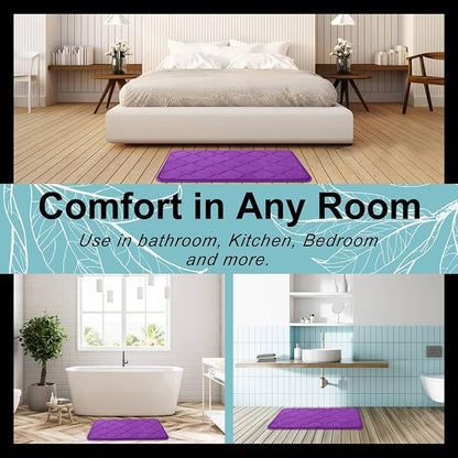 OLANLY Memory Foam Bath Mat Rug 47x24, Ultra Soft and Absorbent Bathroom Rugs, Non-Slip, Comfortable, Machine Washable Bath Carpet for Bathroom Floor, Tub, Shower and Home Decor Accessories, Purple