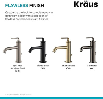 KRAUS Ramus Single Handle Bathroom Sink Faucet with Lift Rod Drain in Spot Free Stainless Steel, KBF-1221SFS-2PK