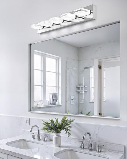 VONLUCE LED Modern Bathroom Vanity Light Fixture, Chrome | 34'', 5-Light, 3CCT, 360° Rotate, High CRI, Flicker-free, Dimmable, Memory Function, Waterproof IP44, Easy Installation