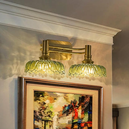 Vintage Green Vanity Lights 2-Light Bathroom Lighting Wall Sconces Over Mirror Picture Wall Light for Bedroom Hallway