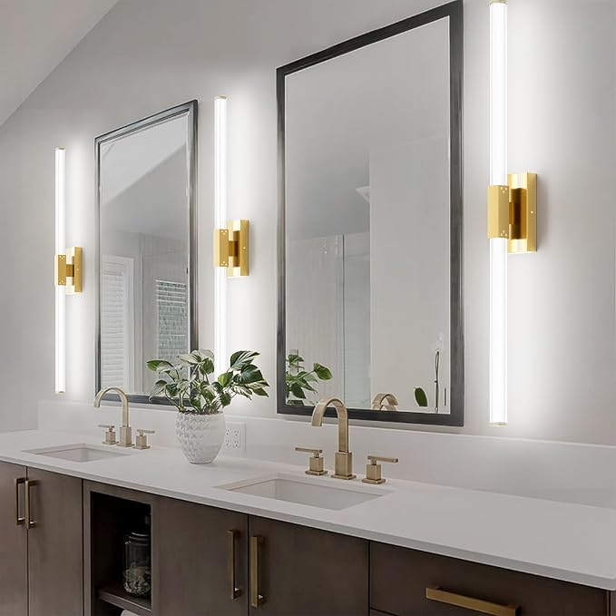 Ralbay Matte Gold 40inch Bathroom Vanity Lights Fixtures Over Mirror 32W Modern LED Modern LED Gold Vanity Light for Bathroom(5500K White Light)