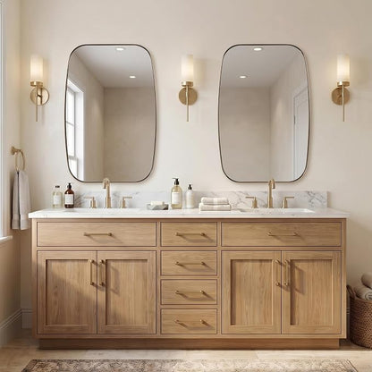 24X40 Inch Brushed Champagne Bronze Oblong Bathroom Mirror | Stainless Steel Metal Frame, HD Glass, Bathroom Vanity Mirror for Over Sink, Modern Design Wall Mounted, MDF Backboard