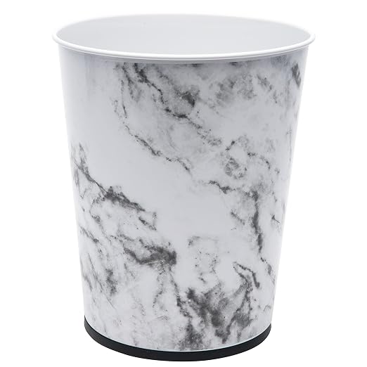 Bath Bliss 5 Liter Small Wastebasket | Round Open Top | Trash Can | Bathroom | Bedroom | Kitchen | Office | Dorm | Disposal Waste Bin | Garbage | Marble (Pack of 12)