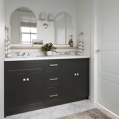 ARIEL Hamlet 60-inch Bathroom Vanity with Sink,Solid Wood, 1.5-inch Italian Carrara Marble Countertop, Double Rectangular Porcelain Sink, 4 Soft Closing Doors, 3 Dovetail Drawers, Black