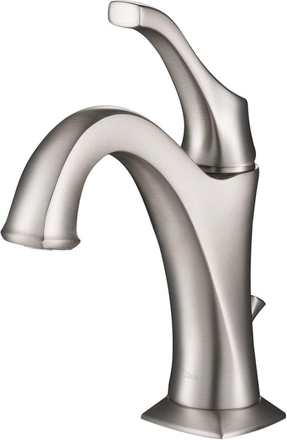 KRAUS KBF-1201BG Arlo Single Handle Basin Bathroom Faucet with Lift Rod Drain and Deck Plate, Brushed Gold (2-Pack)