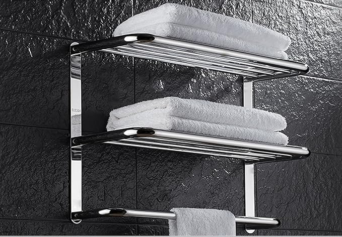 LUANT Bathroom Shelf 3-Tier Wall Mounting Rack with Towel Bars