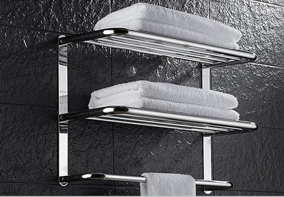 LUANT Bathroom Shelf 3-Tier Wall Mounting Rack with Towel Bars