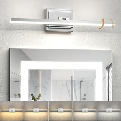 24 Inch Modern Bathroom Light Fixture, 14W 5CCT Dimmable LED Chrome Bathroom Vanity Lights Over Mirror, Vanity Lights for Bathrooms Restroom Mirror- ETL Certified