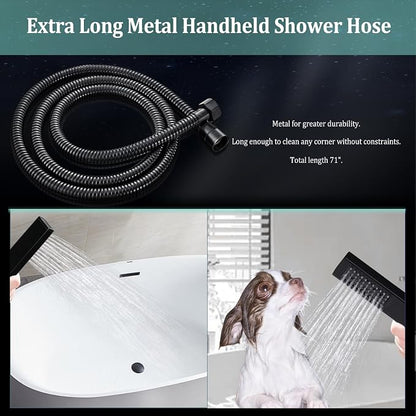 All Metal For California Rain Shower Head with Handheld Combo, YDmeet 8 Inch Rainfall Shower Head, 3-Way Diverter, Stainless Steel Handheld, 14" Adjustable Extension Arm, 71 Inch Hose, Matte Black