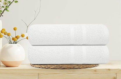 Looperry Small White Bath Towel Set of 6-100% Cotton 23x46 Shower Towels in 450 GSM. Lightweight & Absorbent Quick Dry Towel for Showering, Pet Drying, Spas & Salons. Terry Ringspun White Gym Towels