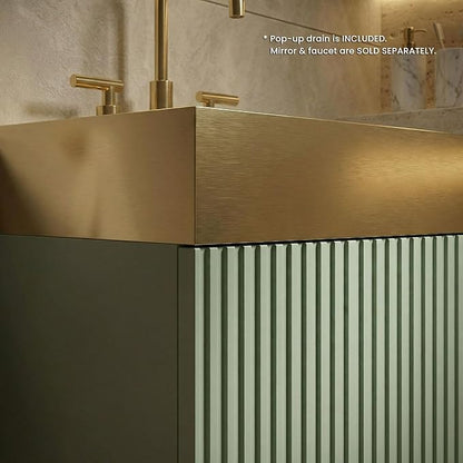 20 inch Bathroom Vanity with Golden Metal Sink, Bath Storage Cabinet with Soft-Closing Door and Drawer, Perfect for Small Space, Powder Room, Hotel, Mint Green