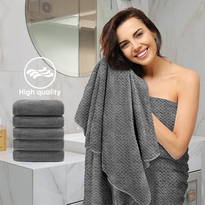 HOMEXCEL 6PK Bath Towel Set, 24x48 in, Absorbent&Quick Dry Towels for Hotel | Ultra Soft, Lightweight Towels for Bathroom, Spa and Beauty Parlor, Grey