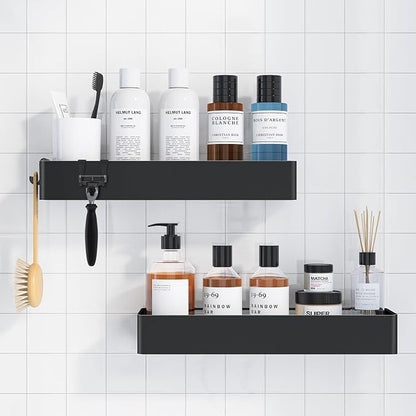 Kitsure Shower Caddy - 2 Pack Adhesive Shower Organizer, Rustproof Metal Shelves, No-Drill Bathroom Organizers and Storage, Black, XX-Large | 2 Pack Shower Shelf for Inside Shower, 100% Rustproof Metal Shelves, No-Drill Bathroom Organizers and Storage