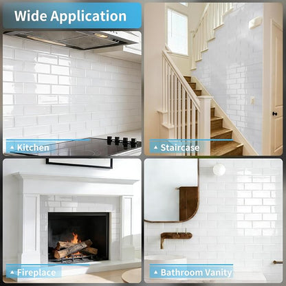 Art3d Subway Design Wall Tile, Peel and Stick Backsplash, 10-Pack, White | 12 x 12 Inch, Water Resistant, Durable, Easy to Installation, Coastal Style, for Modern Home Decor, Kitchen, Home Improvement