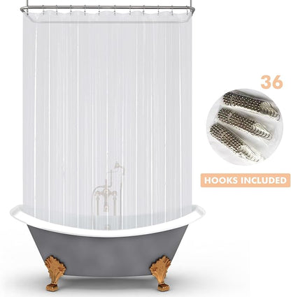 Mrs Awesome 180x60 Extra Wide Size Shower Curtain Liner Clear | 12 Bottom Magnets,36 Free Hooks,32 Rustproof Grommets,Water Proof Heavy Duty PEVA,180W x 60H for Claw Foot Bathtub Extra Wide