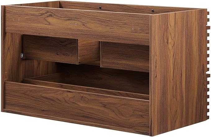 Modway Render 36" Wall-Mount Bathroom Vanity Cabinet in Walnut - Sink Basin Not Included