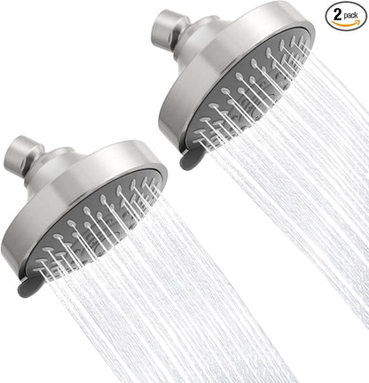 AISOSO Shower Head 2PCS,5-Mode High-Pressure Showerhead 4.1",Brushed Nickel