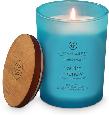 Chesapeake Bay Candle Mind & Body Medium Jar Candle Nourish + Renew (Coconut & Sandalwood) (Pack of 4)