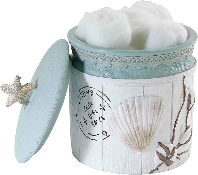 Avanti Linens - Covered Jar, Countertop Organizer, Farmhouse Chic Home Decor (Farmhouse Shell Collection)