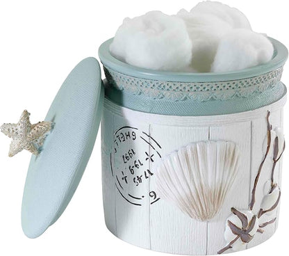 Avanti Linens - Covered Jar, Countertop Organizer, Farmhouse Chic Home Decor (Farmhouse Shell Collection)
