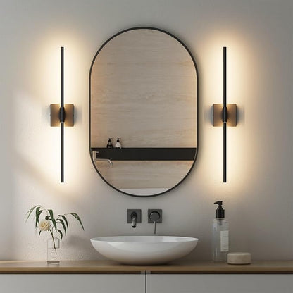 28In Hardwired Black Wall Sconce Modern Vantiy Light LED Bathroom Light Fixtures Over Mirror 3000K 360° Rotatable Bathroom Sconce
