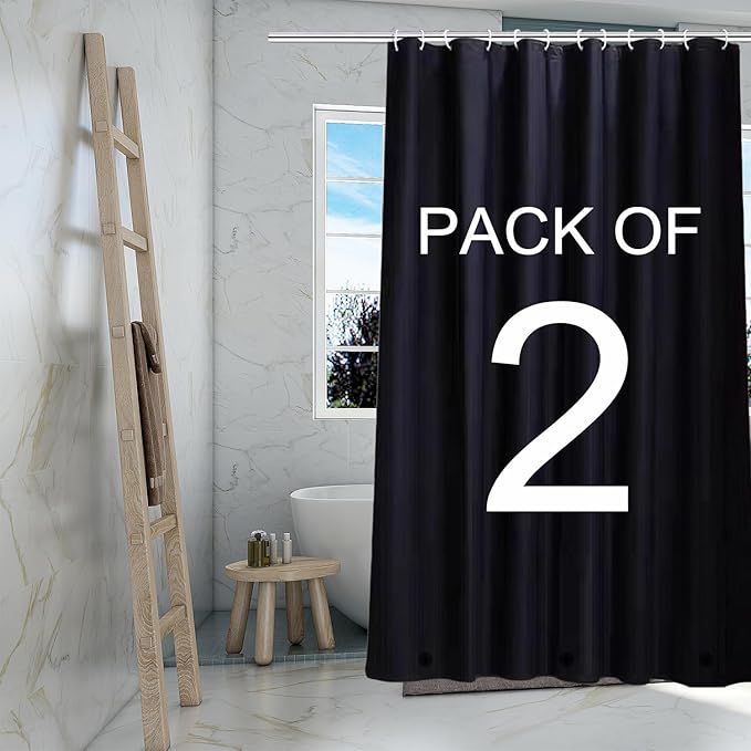 Black Shower Curtain Liner, 4G PEVA Shower Liner, Plastic Peva Waterproof Shower Curtains, 72x72 inch with Grommet Holes 3 Magnetic Weights