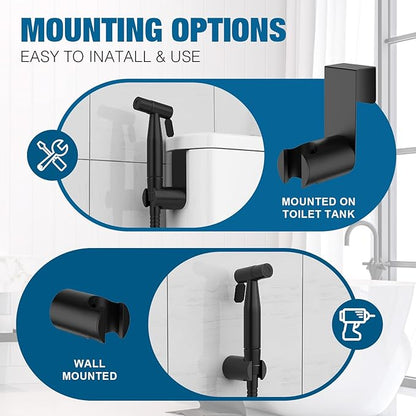 FREDI Bidet Sprayer for Toilet - Handheld Sprayer Kit, Adjustable Pressure, Stainless Steel, Easy to Install (2-Pack, Matte Black)