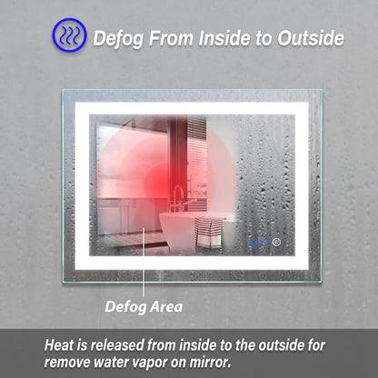 32"x 24" LED Bathroom Mirror Vanity Mirror, Anti-Fog, Dimmable, Color Temperature Adjustable 3000-6000K, Switch-held Memory Led Wall Mirror Suitable for Bathroom, Vanity (Vertical/Horizontal) | Anti-Fog+Dimmable+Color Temperature Adjustable+Switch-held...