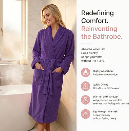 PJGGZ Women's Shawl Collar Bathrobe, Soft Long Towel Robes for Women - Super Absorbent Quick Dry yet Warm