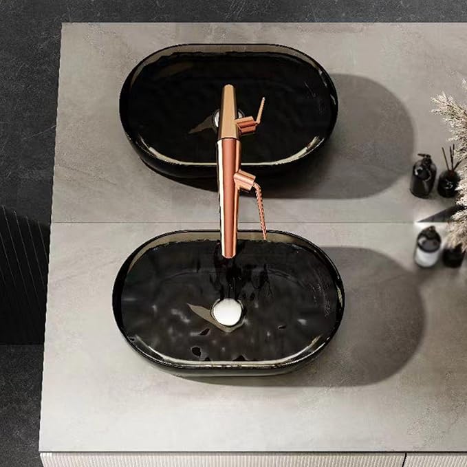 BiaoTeng Concealed Wall Mounted Bathroom Faucet Single Handle Hot and Cold Faucet for Bathroom Sink Brass 1 Hole Rose Gold