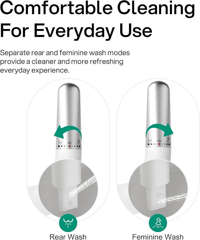 hansrapo Ultra-Slim Bidet Attachment for Toilet, Dual mode Fresh Water Bidet with Self-Cleaning Nozzle, One-Handle Pressure Control, Quick-Release Design, Non-Electric Bidet Seat Attachment