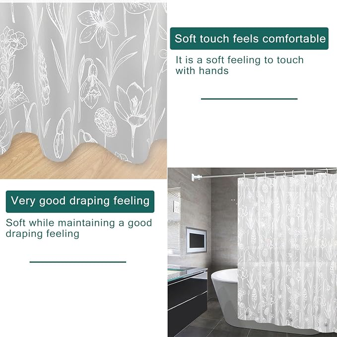 Shower Curtain Liner, 100% Waterproof Peva Shower Curtains with 3 Duty Heavy Bottom Magnets and 12 Rust Proof Grommets, 72x72 Weighted Shower Liner for Shower Stall, Bathtubs