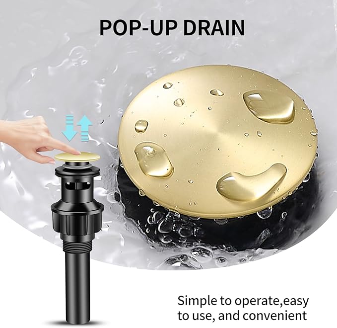 Bathroom Faucet Single Hole Single Handle Vanity Modern Sink RV Faucet with Pop-up Drain for 1 - or 3 Hole Bathroom Sink (Brushed Gold)