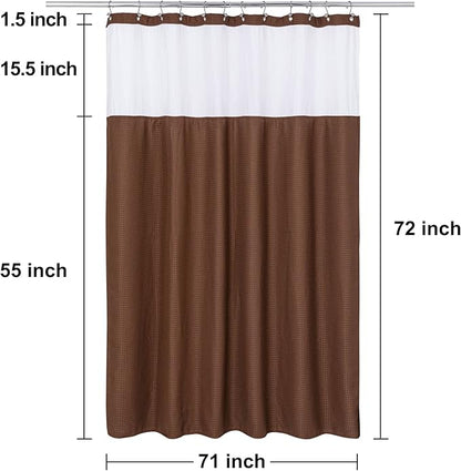 N&Y HOME Waffle Weave Shower Curtain with Snap-in Fabric Liner & 12 Metal Hooks Set - Hotel Style, Waterproof & Washable, Heavyweight Fabric & Mesh Top Window - 71x72, Chocolate Brown