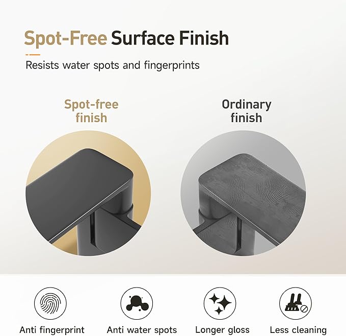 Modern Single Hole Bathroom Faucet | 5.3" Matte Black Luxury Vessel Sink Faucet | Spot-Free Finish & Anti-Splash Design | Premium Ceramic Valve, Easy Installation | 1 or 3 Hole