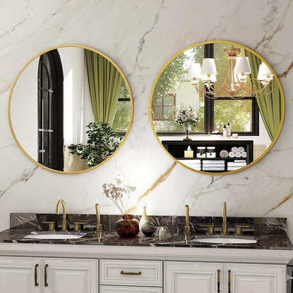 HARRITPURE Round Mirror 20 Gold Wall Mounted Circle Mirrors | Vanity Mirror with Aluminum Alloy Frame, Modern Decoration for Bathroom, Living Room, Vanity, Bedroom, Entryway