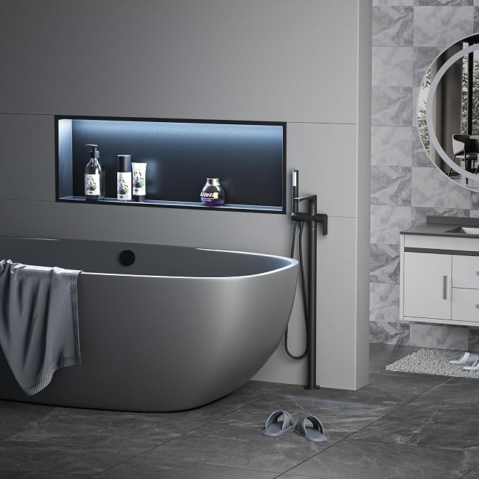 Stainless Led Shower Niche 36"x12" Black RGB Light No Tile Needed | 304 stainless steel shower niche,recessed niche shower,Led driver & remote control included,dimmable,bathroom shower storage