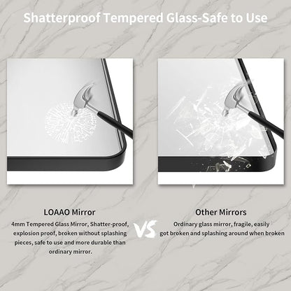 LOAAO 72X32 Inch Black Bathroom Mirror Metal Framed | Rounded Rectangle, Matte Black, Anti-Rust, Tempered Glass, Hangs Horizontally or Vertically