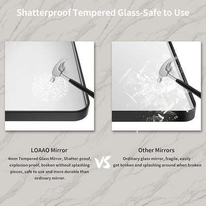 LOAAO 72X36 Inch Black Metal Framed Bathroom Mirror for Wall, Matte Black Bathroom Vanity Mirror Farmhouse, Large Rounded Rectangle Mirror, Anti-Rust, Shatter-Proof, Hangs Horizontally or Vertically
