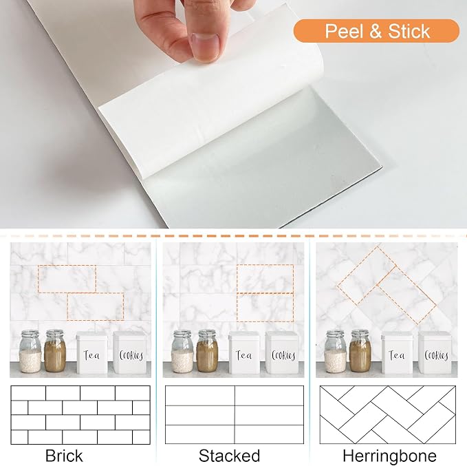 VAOVI Matte Peel and Stick Tiles Bathroom Wall(23pcs,Carrara White)