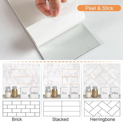 VAOVI Matte Peel and Stick Tiles Bathroom Wall(23pcs,Carrara White)