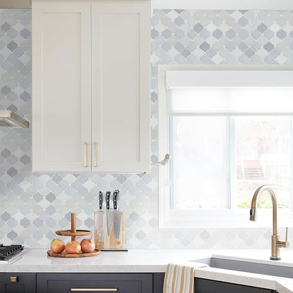 STICKGOO Arabesque Peel and Stick Backsplash, 12'X12' Self Adhesive Wall Tile (Thicker Design, Light Tones)