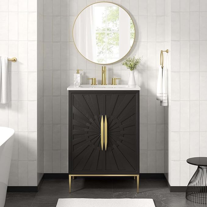Modway Awaken Bathroom Vanity Cabinet, 24", White Black