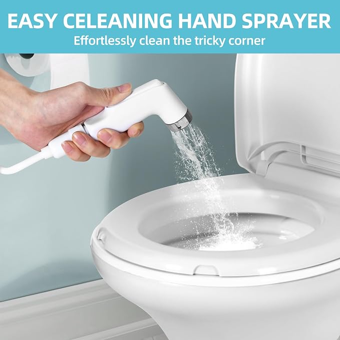 YITAHOME RV Toilet with Enamel Bowl | Plastic Toilet Body, Pedal Flush, Gravity Flush Toilet High Profile with Hand Sprayer, Flange for Motorhome Caravan Car