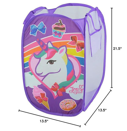 Nickelodeon Jojo Siwa Rainbow and Bows Pop Up Hamper with Durable Carry Handles, 21"H x 13.5"W X 13.5"L