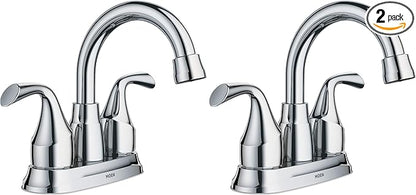 Moen Idora Chrome Two-Handle Centerset Bathroom Sink Faucet with Drain Assembly, 84115 (Pack of 2)