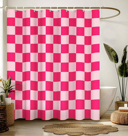 Shower Curtain for Bathroom Stall Boho Modern Cute Aesthetic Decorative Girly Waterproof Unique Checkered Plaid Girls Chic Print Design Teen Pretty Women Cortinas de Baño Bathtub 72 x72 Inch